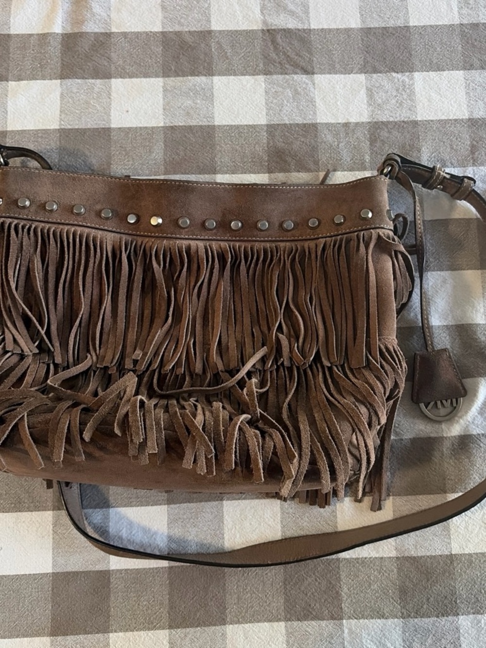 Michael Kors Brown Suede Fringe Hobo Shoulder Bag